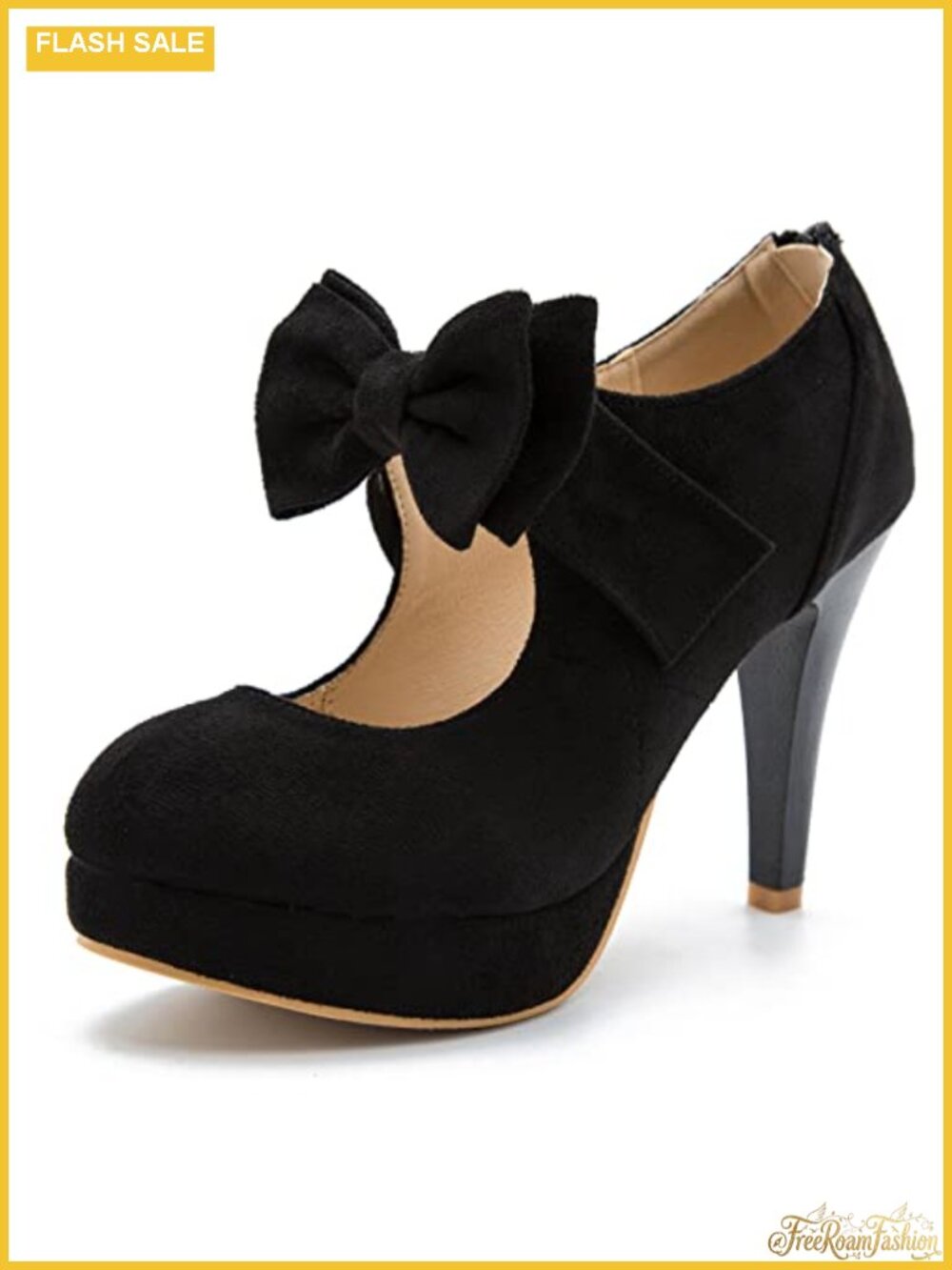 Platform Mary Jane Pumps High Heel Closed Toe Bow Zip Women's